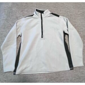 Eddie Bauer Women's 1/4 Zip Fleece Pullover White Gray Size L Large Warm Soft
